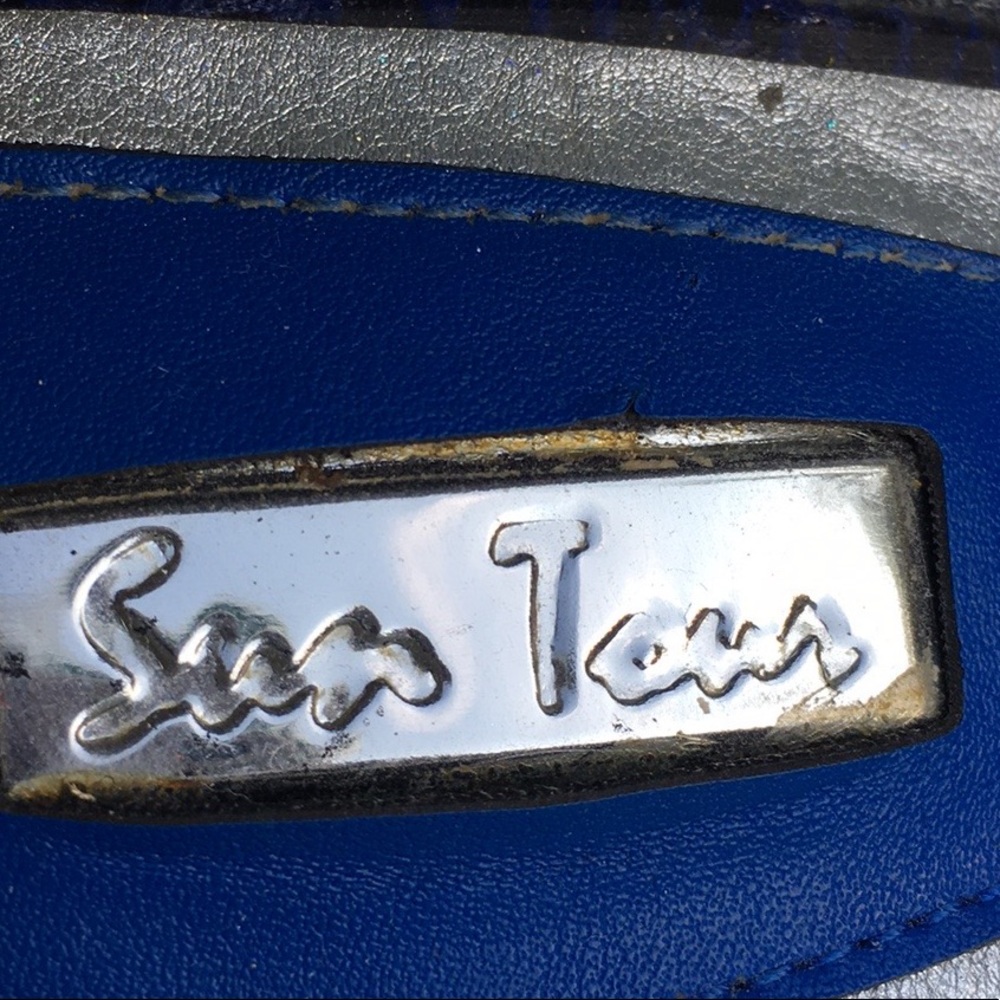 COPY - SunTour Euro 40 🇬🇧 VINTAGE Platform Peep-toe Wedge Leather & Rhinestone - Picture 6 of 17